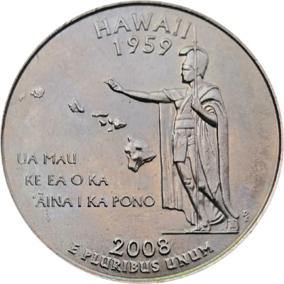 США 25 центов 2008 50-й штат Гавайи