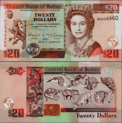 Банкнота Белиза 20 долларов 2017