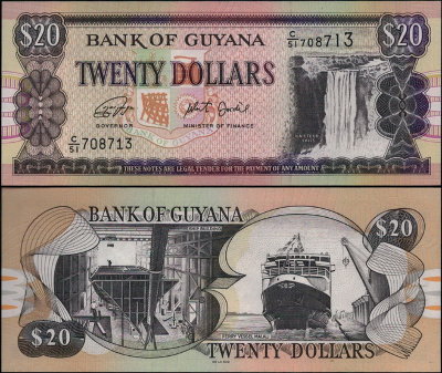 Банкнота Гайаны 20 долларов 2009 год