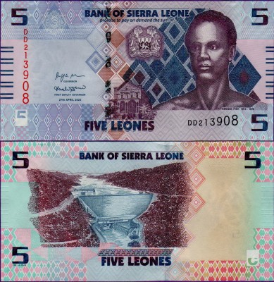 Банкнота Сьерра-Леоне 5 леоне 2022
