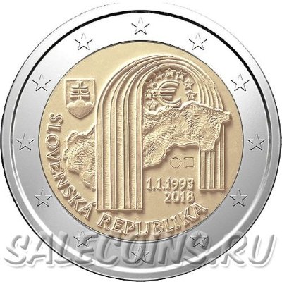 Монета Словакии 2 евро 2018 г 25 лет Словацкой Республике