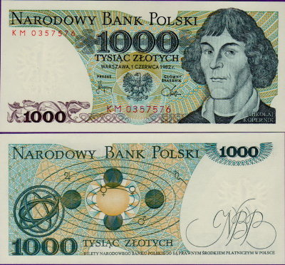 Банкнота Польши 1000 злотых 1982 год