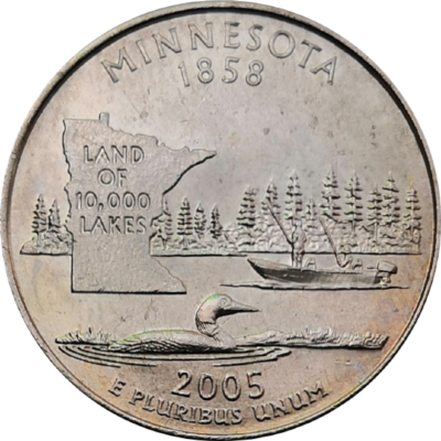 США 25 центов 2005 32-й штат Миннесота
