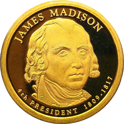 США 1 доллар 2007 Джеймс Мэдисон 4-й президент ПРУФ S